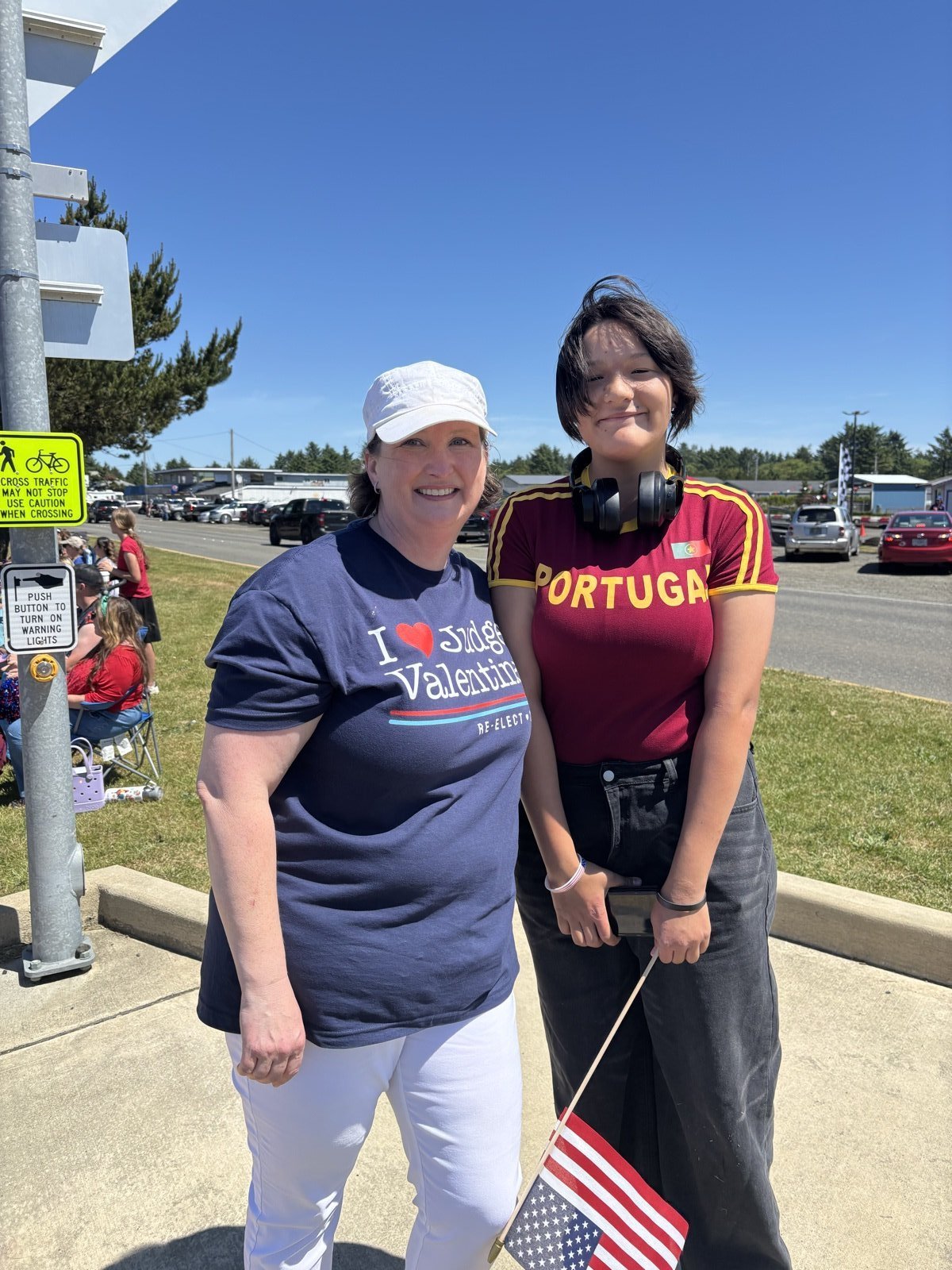 Judge Valentine reunited at a Grays Harbor community parade with a student from her North Beach mock trial