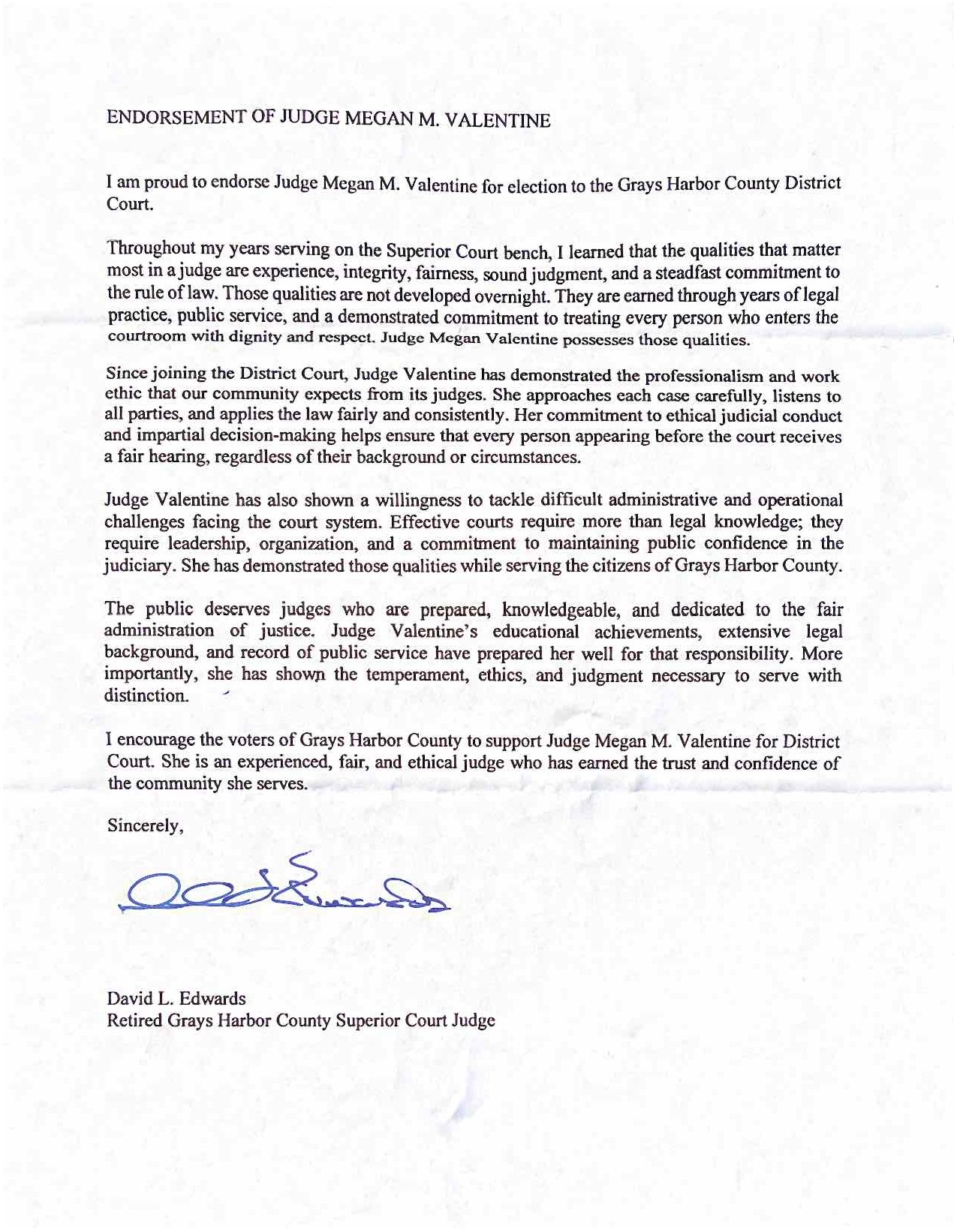 David L. Edwards endorsement