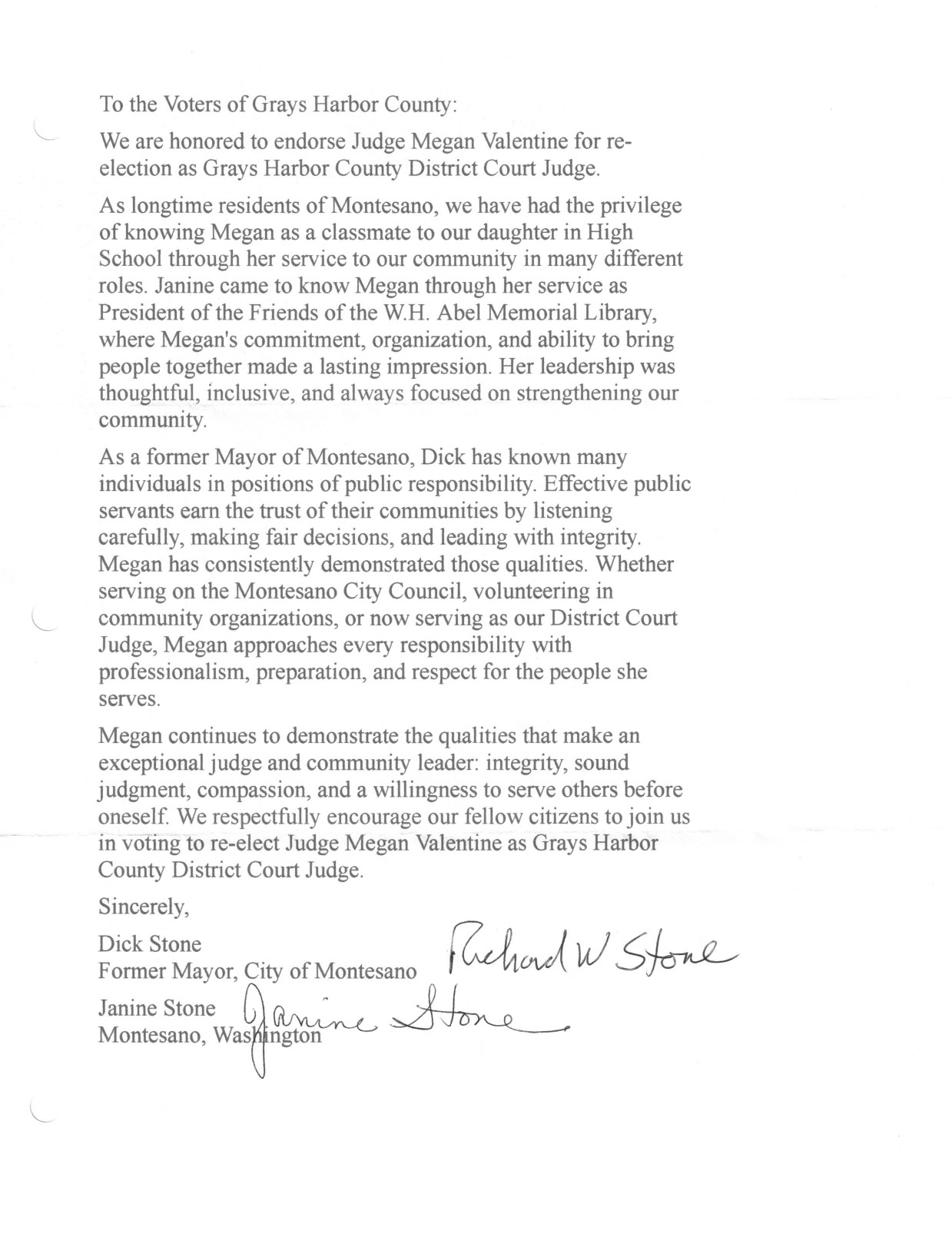 Dick & Janine Stone endorsement